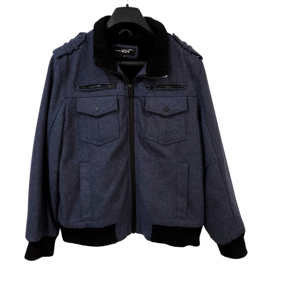 Black Rivet Mens Wool Blend Military Jacket Pea Coat Zip Lined Fleece Warm XL - Picture 1 of 14